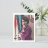 1920年代のアールデコ女性ポートレート葉書 ポストカード (スタンド正面)