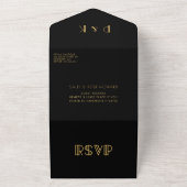 1920年代のアールデコ幾何学ウェディング オールインワン招待状 (外側)