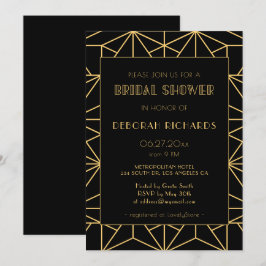1920年代のアールデコ幾何学模様のヴィンテージ ブライズシャワー 招待状