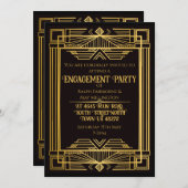 1920年代のアールデコ殺人ミステリー誕生日 招待状 (正面/裏面)