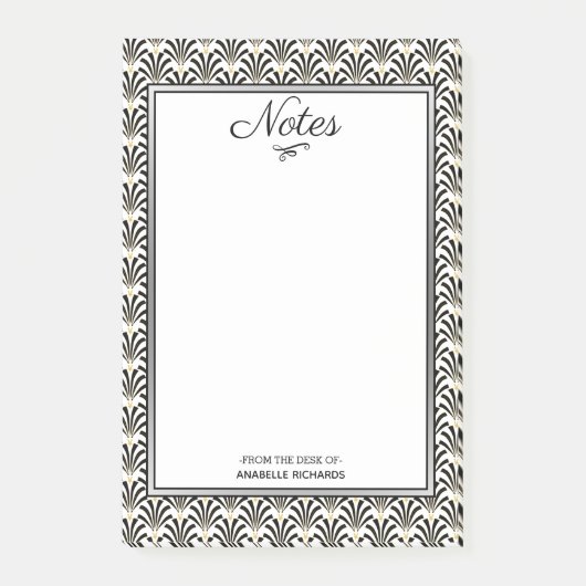 1920年代のアールデコ白黒ファン ポストイット (正面)