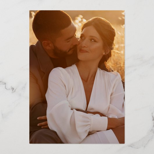 1920年代のアールデコ結婚写真の白黒 箔招待状 (裏面)