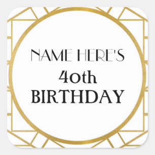 1920年代のアールデコ誕生日ギャツビー金ゴールドシール スクエアシール