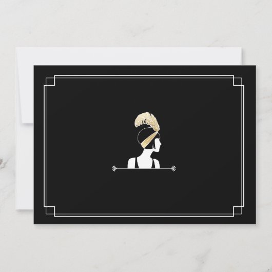 1920年代のアールデコ誕生日招待状ギャツビーガール金ゴールド 招待状 (裏面)