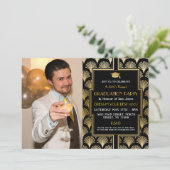 1920年代のアールデコ金ゴールド卒業ギャツビーパーティー写真 招待状 (スタンド正面)