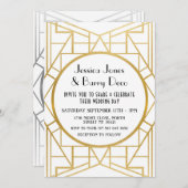 1920年代のアールデコ·ギャツビー·金ゴールド20年代の結婚式への招待 招待状 (正面/裏面)