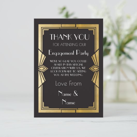 1920年代のエンゲージメント・ウェディングパーティーカードに感謝 招待状 (スタンド正面)