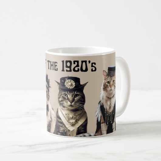 1920年代のガッツィ踊りのフラッパー猫の猫 コーヒーマグカップ (正面右)