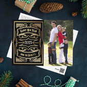 1920年代のギャツビータイポグラフィの新年写真 シーズンポストカード