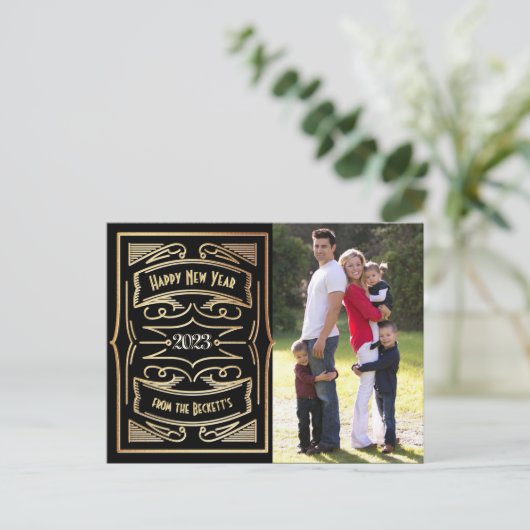 1920年代のギャツビータイポグラフィの新年写真 シーズンポストカード (スタンド正面)