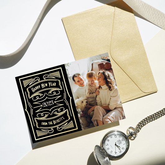 1920年代のギャツビータイポグラフィ年始実在写真 箔シーズンカード