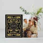 1920年代のギャツビータイポグラフィ年始実在写真 箔シーズンカード (立ち正面)