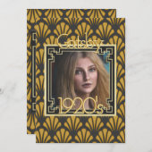 1920年代のギャツビーヴィンテージアールデコ写真シック 招待状 (正面/裏面)