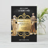 1920年代のギャツビー素晴らし・フラッパー女子の誕生日エレガント 招待状 (スタンド正面)