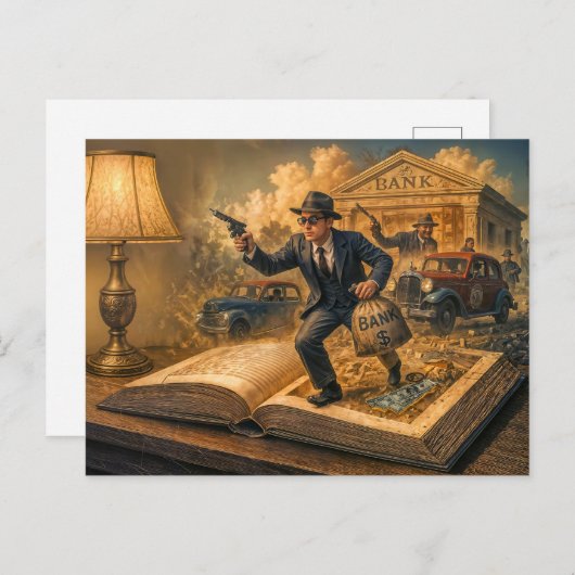 1920年代のギャングの本シーンイラストレーション シーズンポストカード (正面/裏面)