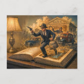 1920年代のギャングスターの本の場面のイラスト シーズンポストカード (正面)