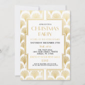 1920年代のクリスマスアールデコギャツビーパーティー金ゴールドファン 招待状 (正面)