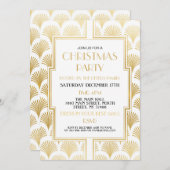 1920年代のクリスマスアールデコギャツビーパーティー金ゴールドファン 招待状 (正面/裏面)