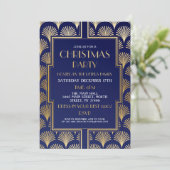 1920年代のクリスマスアールデコギャツビーパーティー金ゴールドファン 招待状 (スタンド正面)