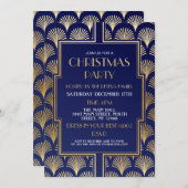 1920年代のクリスマスアールデコギャツビーパーティー金ゴールドファン 招待状 (正面/裏面)