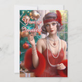 1920年代のクリスマスパーティー フラッパー ホリデー 招待状 (正面)