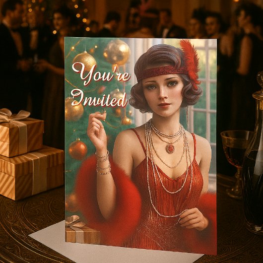 1920年代のクリスマスパーティー フラッパー ホリデー 招待状