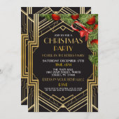 1920年代のクリスマス・ギャツビーパーティー ゴールドアートデコ X'mas 招待状 (正面/裏面)
