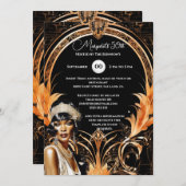 1920年代のグレート・ギャツビー・フラッパーガール・レトロ風 招待状 (正面/裏面)