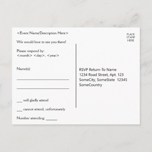 1920年代のゴージャスなスタイルのRSVPポストカード ポストカード (裏面)