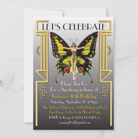 1920年代のゴージャスなパーティーの招待状 招待状 (正面)