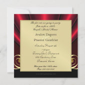 1920年代のゴージャスな赤いアートデコスタイルの結婚前お祝い招待状 招待状 (裏面)