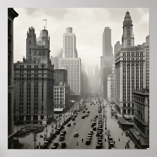 1920年代のシカゴのセピア写真 ポスター (正面)