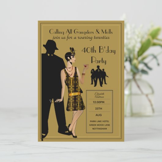 1920年代のジャズエイジ・パーティー、ギャング・フラッパー・デコ 招待状 (スタンド正面)