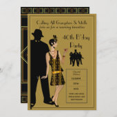 1920年代のジャズエイジ・パーティー、ギャング・フラッパー・デコ 招待状 (正面/裏面)