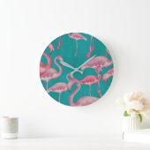 1920年代のスタイルヴィンテージ共和国フラミンゴのアートワーク ラージ壁時計 (ホーム)