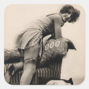 1920年代のセクシーなフラッパーガールの写真 スクエアシール