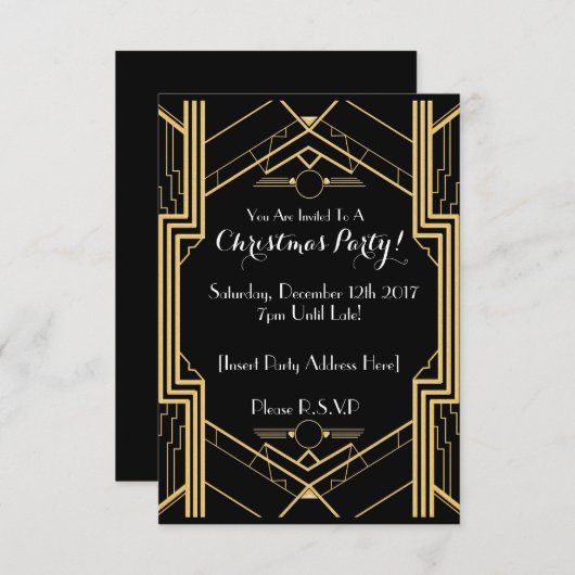 1920年代のテーマ別クリスマスパーティの招待状 招待状 (正面/裏面)