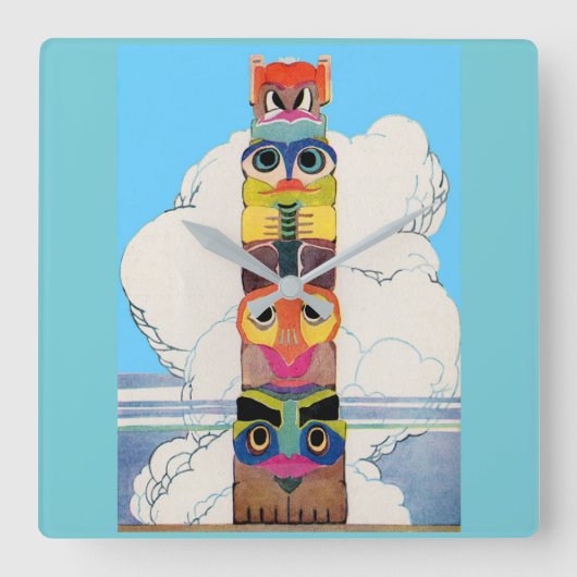 1920年代のトーテムポール スクエア壁時計 (正面)