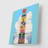 1920年代のトーテムポール スクエア壁時計 (傾斜)