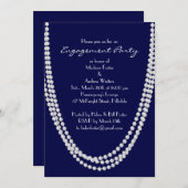 1920年代のパールエンゲージパーティー招待状 - 青 招待状 (正面/裏面)