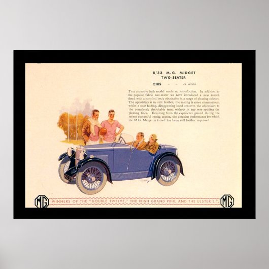 1920年代のビンテージカー広告ポスター ポスター (正面)