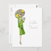 1920年代のファッションとParasol ポストカード (正面/裏面)