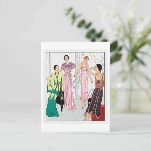 1920年代のファッションスリップまたは滑ることプレートfor and Robes ポストカード (スタンド正面)