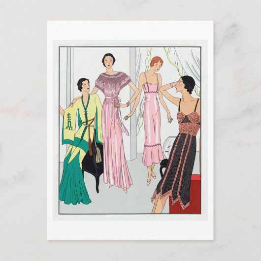 1920年代のファッションスリップまたは滑ることプレートfor and Robes ポストカード (正面)