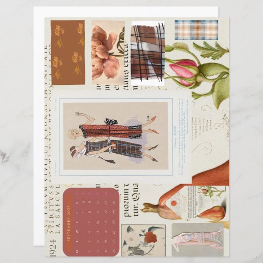 1920年代のファッションフランスのプレートカレンダー (正面/裏面)