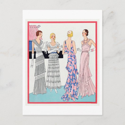 1920年代のファッションプレート夕べ ポストカード (正面)