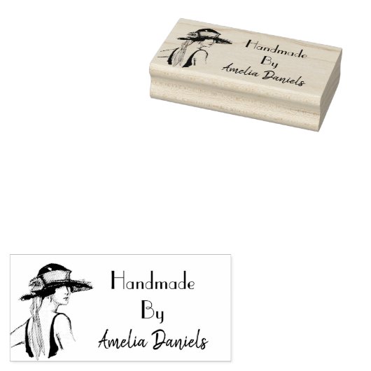 1920年代のフラッパーの女の子の手作り自墨印 ラバースタンプ (押印)