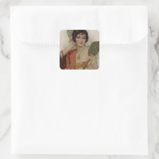 1920年代のフラッパーガールビューティフル スクエアシール (バッグ)