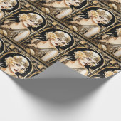 1920年代のフラッパーガール グレートギャツビー ブラックゴールドパーティ ラッピングペーパー (角)