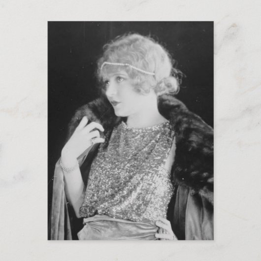 1920年代のフラッパーガール ヴィンテージの白黒写真 ポストカード (正面)